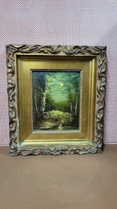 GRAND TABLEAU PEINTURE HUILE SUR PANNEAU CADRE DORE SIGNE L. GLEIZE 1913