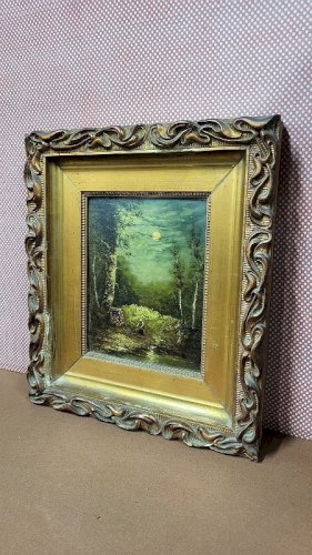 GRAND TABLEAU PEINTURE HUILE SUR PANNEAU CADRE DORE SIGNE L. GLEIZE 1913