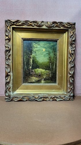 GRAND TABLEAU PEINTURE HUILE SUR PANNEAU CADRE DORE SIGNE L. GLEIZE 1913