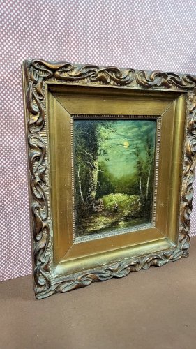 GRAND TABLEAU PEINTURE HUILE SUR PANNEAU CADRE DORE SIGNE L. GLEIZE 1913