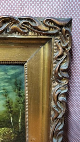 GRAND TABLEAU PEINTURE HUILE SUR PANNEAU CADRE DORE SIGNE L. GLEIZE 1913