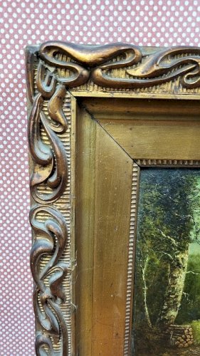 GRAND TABLEAU PEINTURE HUILE SUR PANNEAU CADRE DORE SIGNE L. GLEIZE 1913