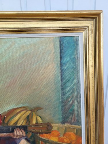 GRAND TABLEAU PEINTURE HUILE SUR TOILE SIGNE ROMANINI ARAGON DENISE