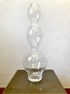 Grand vase 3 boules en verre ondulé