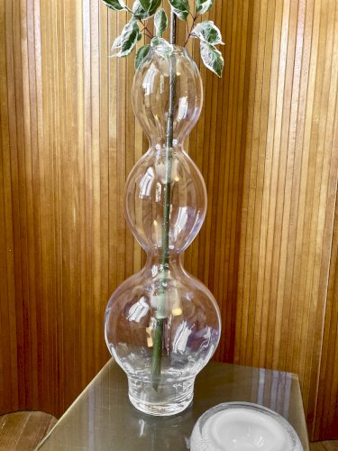 Grand vase 3 boules en verre ondulé