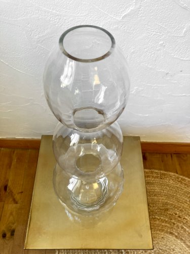 Grand vase 3 boules en verre ondulé