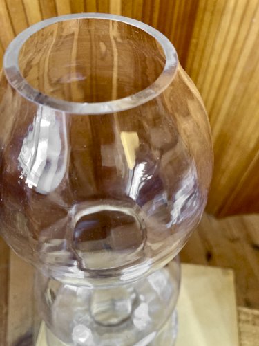 Grand vase 3 boules en verre ondulé