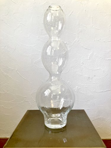 Grand vase 3 boules en verre ondulé