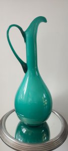 Large vintage glass pitcher vase Empoli (38 cm)