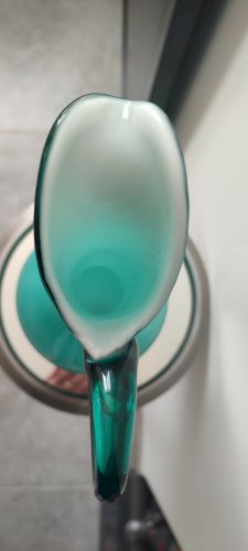 Grand vase-aiguière vintage en verre doublé Empoli (38 cm)