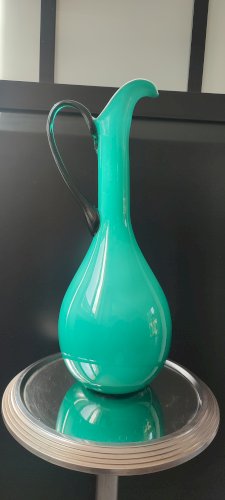 Grand vase-aiguière vintage en verre doublé Empoli (38 cm)