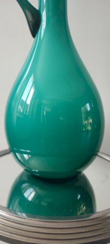 Grand vase-aiguière vintage en verre doublé Empoli (38 cm)