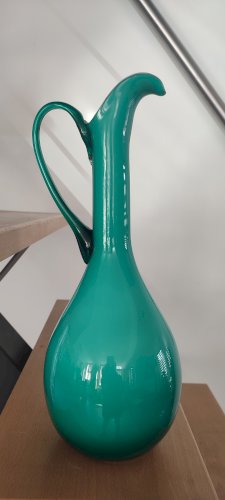 Grand vase-aiguière vintage en verre doublé Empoli (38 cm)
