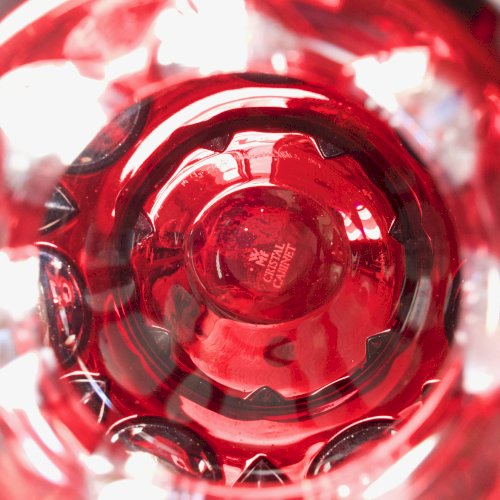 Grand vase allemand ancien en cristal rubis signé WMF