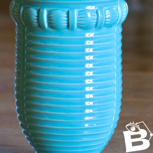 Grand vase ancien Art Deco Poël Laval, céramique émaillée turquoise