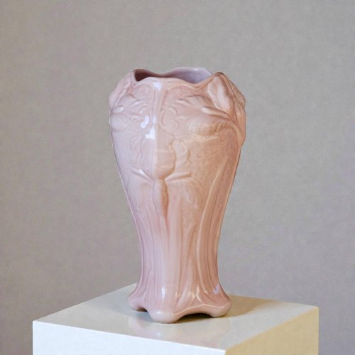 Grand vase ancien Art Nouveau en barbotine signé Salis-les-Bains