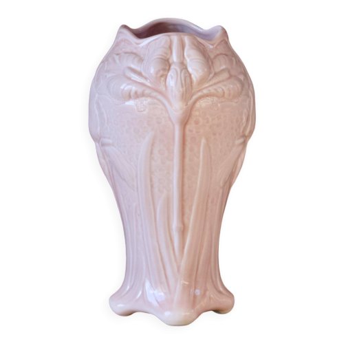 Grand vase ancien Art Nouveau en barbotine signé Salis-les-Bains