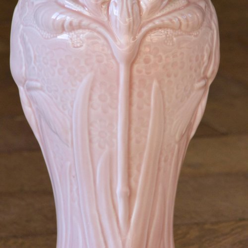 Grand vase ancien Art Nouveau en barbotine signé Salis-les-Bains