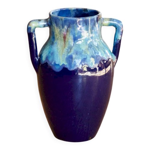 Grand vase ancien en céramique dArt de Bordeaux signé, circa 1930