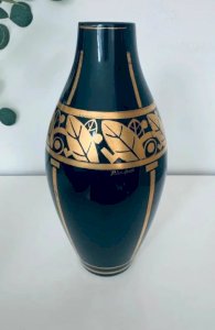 Great Art Deco vase - Pinon Heuzé Tours - black and gold