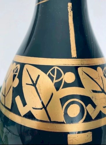 Grand vase Art Déco - Pinon Heuzé Tours - noir et or