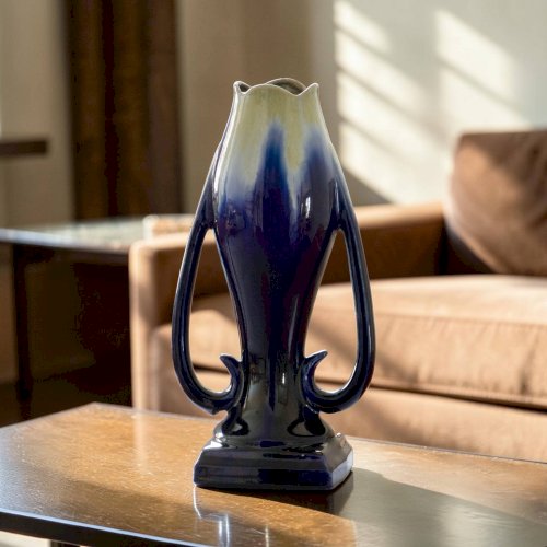 Grand vase Art Nouveau de Thulin en grès flammé émaillé