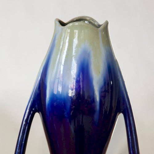 Grand vase Art Nouveau de Thulin en grès flammé émaillé