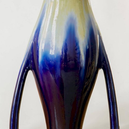 Grand vase Art Nouveau de Thulin en grès flammé émaillé