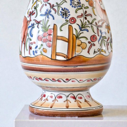 Grand vase artisanal de Coimbra peint à la main, pièce unique