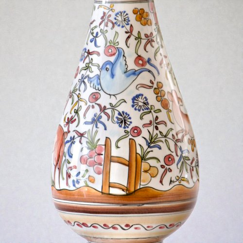 Grand vase artisanal de Coimbra peint à la main, pièce unique