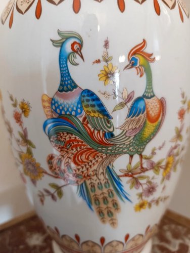 grand vase asiatique a decor floral et doiseaux en bon etat