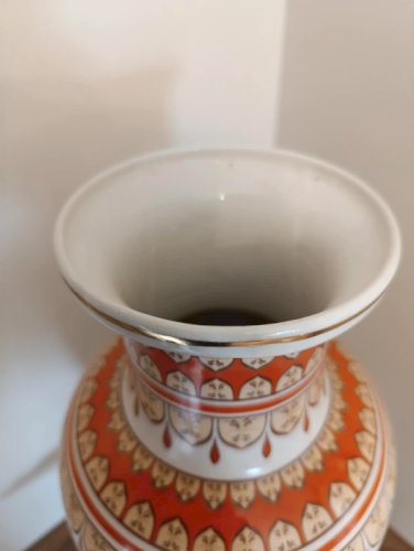 grand vase asiatique a decor floral et doiseaux en bon etat