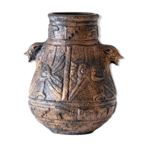 Grand vase aztèque par Jasba, 1960