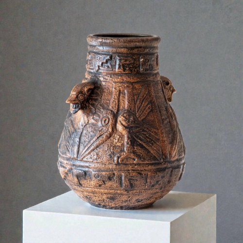 Grand vase aztèque par Jasba, 1960