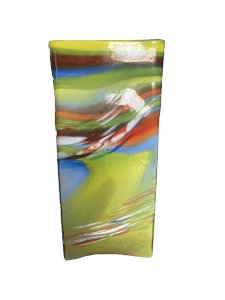 large multicolored square glass vase vintage design modernism decoration