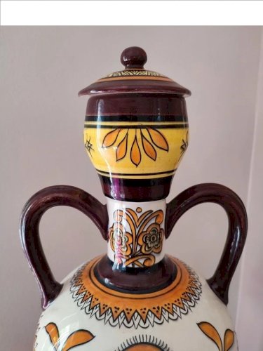 Grand vase couvert vintage signé henriot quimper en bon etat