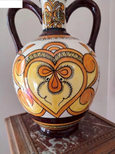 Grand vase couvert vintage signé henriot quimper en bon etat