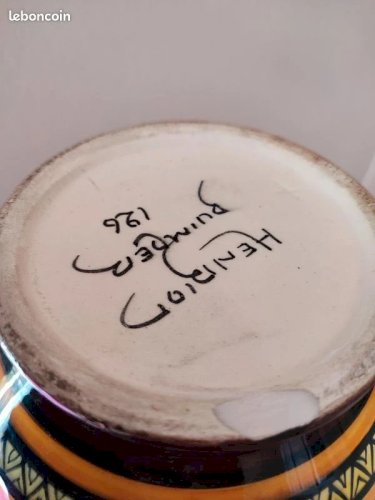 Grand vase couvert vintage signé henriot quimper en bon etat