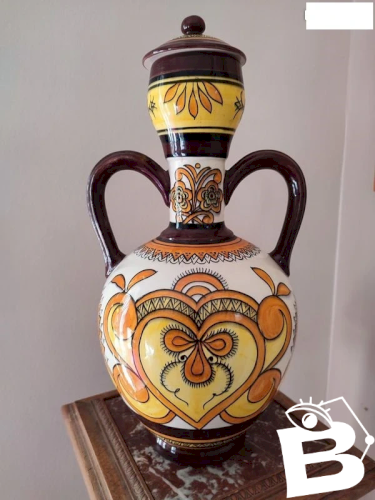 Grand vase couvert vintage signé henriot quimper en bon etat