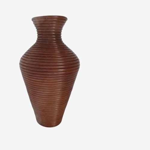 GRAND VASE DE SOL EN ROTIN DANS LE STYLE GABRIELLA CRESPI - PENCIL REED RATTAN -