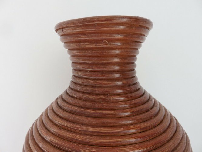 GRAND VASE DE SOL EN ROTIN DANS LE STYLE GABRIELLA CRESPI - PENCIL REED RATTAN -