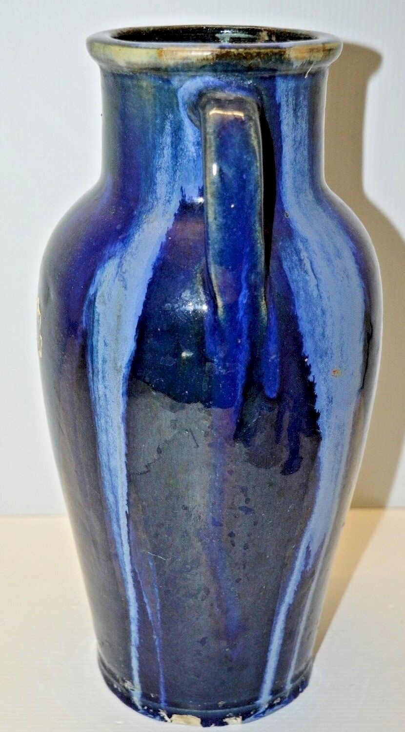 GRAND VASE EN GRES AVEC EFFETS DE COULURES MARQUE REFLEX AL 1940 ART