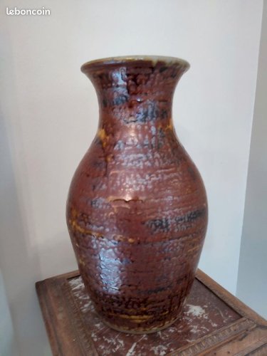 Grand vase en gres de la borne signé Jean Migeon en bon etat( made in chiner)