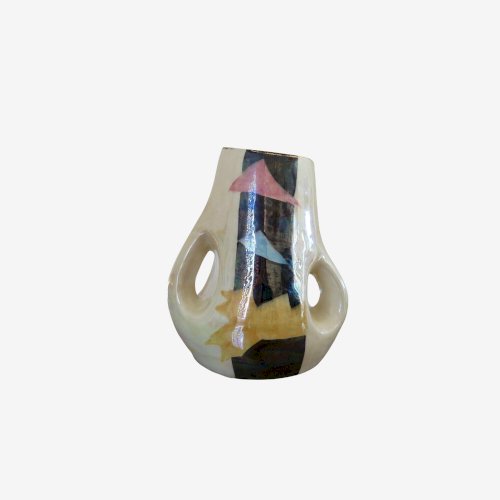 GRAND VASE FORME LIBRE EN CERAMIQUE IRISEE ANNEES 60 VINTAGE