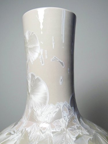 Grand vase globulaire porcelaine émaux cristallins Jingdezhen Zhi vintage