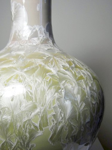Grand vase globulaire porcelaine émaux cristallins Jingdezhen Zhi vintage