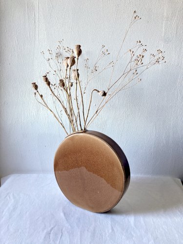 Grand vase gourde en grès émaillé craquelé, Sia Collection