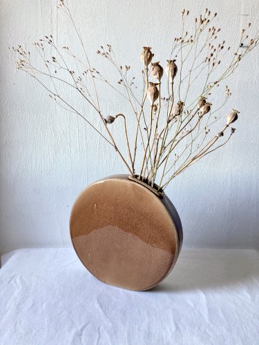 Grand vase gourde en grès émaillé craquelé, Sia Collection