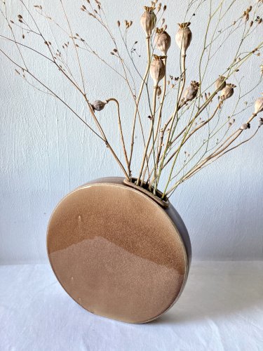 Grand vase gourde en grès émaillé craquelé, Sia Collection