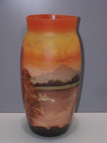 -GRAND VASE JOMA  art déco 1925/1940 décor LACUSTRE Signé Accidenté  VITRINE  D